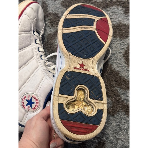 Converse Chuck Taylor All Star Leather Sneakers White Red Blue - Picture 7 of 8